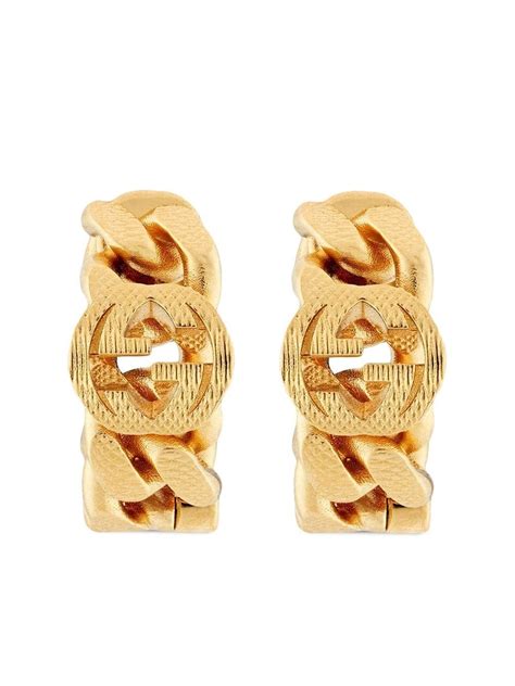 gucci 14k gold earrings|Gucci interlocking earrings gold.